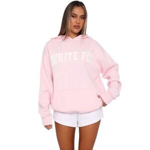 White Fox Hoodie Shout It Out Oversized Pink Hoodie Sweatshirt L/XL NWT